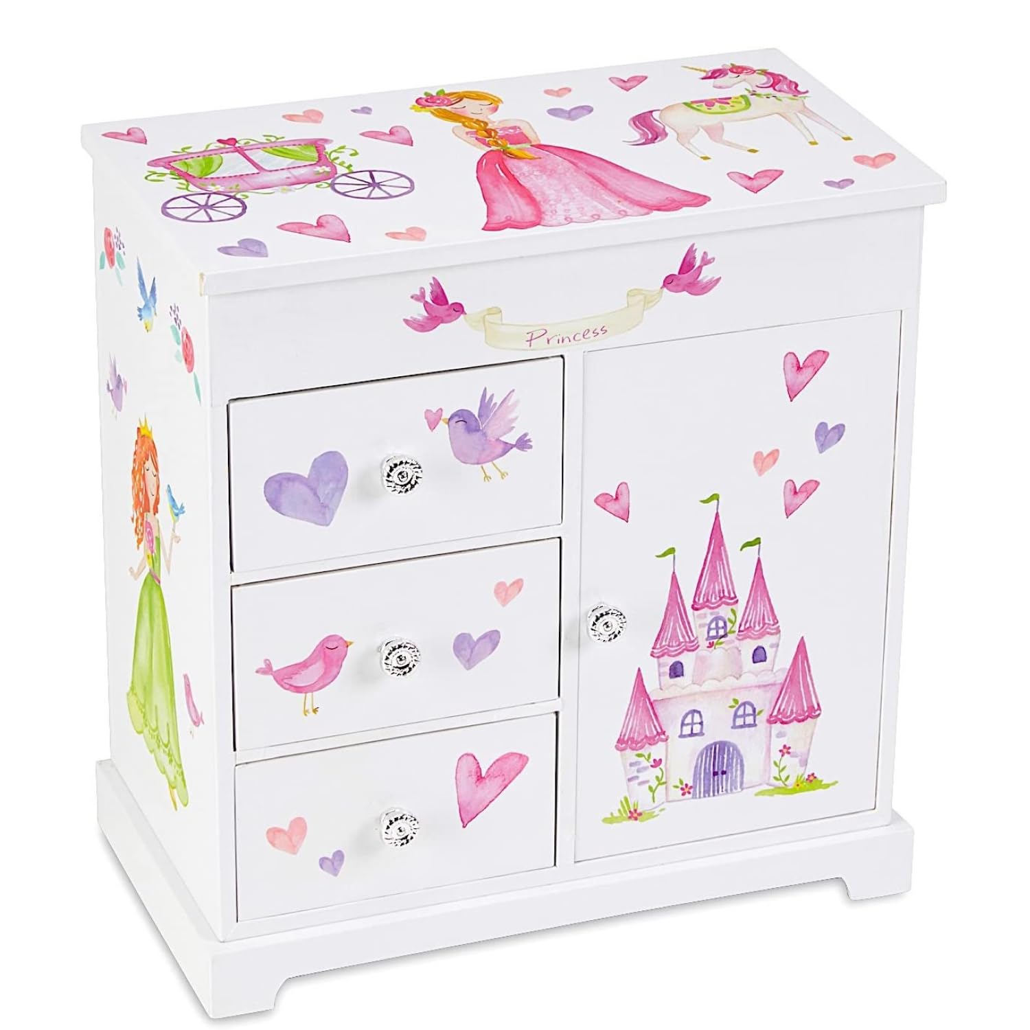 Book Cover Jewelkeeper Unicorn Musical Jewelry Box with 3 Pullout Drawers, Fairy Princess and Castle Design, Dance of The Sugar Plum Fairy Tune