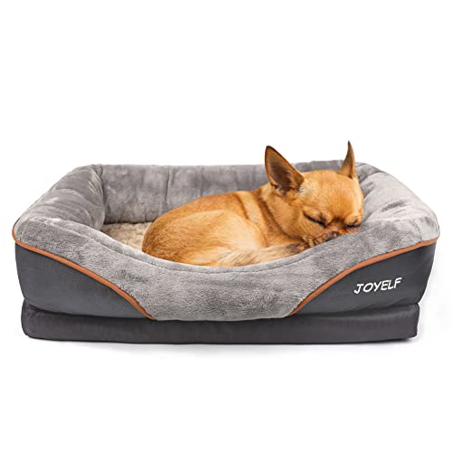 Book Cover JOYELF Memory Foam Dog Bed Small Orthopedic Dog Bed & Sofa with Removable Washable Cover and Squeaker Toy as Gift