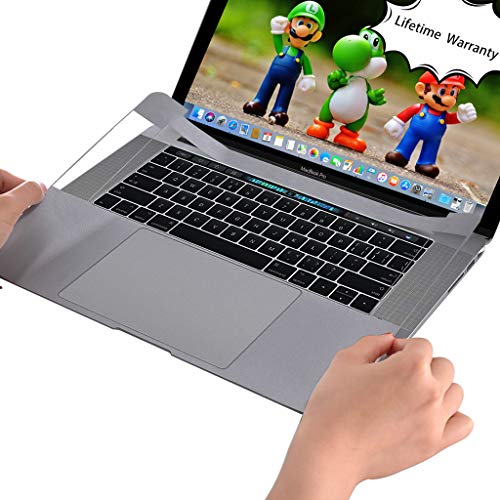 Book Cover ChasBete Macbook Palm Rest Protective Cover Ultra Thin Durable Sticker Skin with Trackpad Protector for 2016 Release Macbook Pro 15 inch with Touch Bar Model A1707 Gray