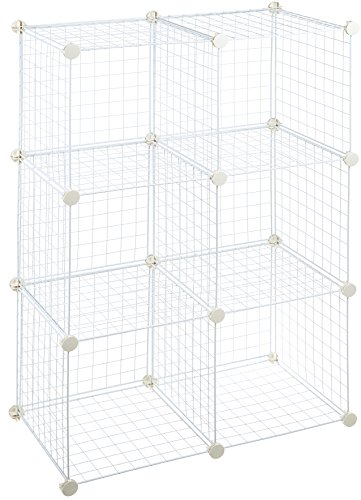 Book Cover Amazon Basics 6 Cube Wire Storage Shelves - Off White