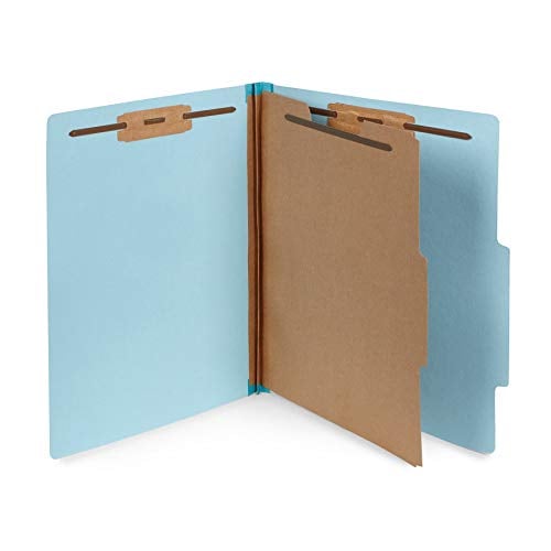 Book Cover 10 Blue Classification Folders - 1 Divider - 2 Inch Tyvek Expansions - Durable 2 Prongs Designed to Organize Standard Medical Files, Law Client Files, Office Reports - Letter Size, Blue, 10 Pack