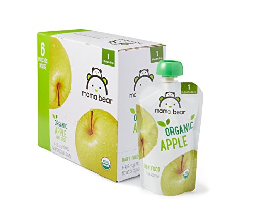 Book Cover Amazon Brand - Mama Bear Organic Baby Food, Stage 1, Apple, 4 Ounce Pouch (Pack of 12)