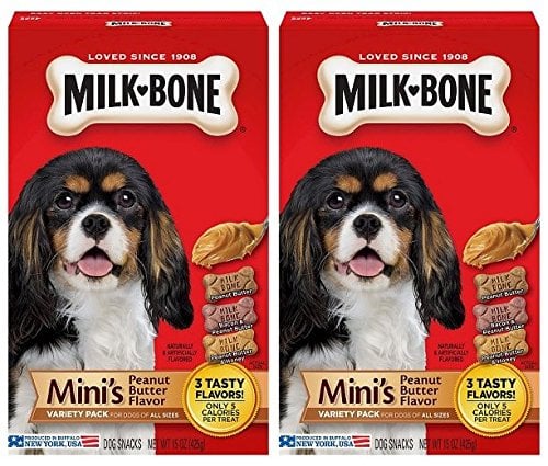 Book Cover 2 Pack Milk-Bone Mini's Peanut Butter Flavor Variety Dog Treats, 15-oz box