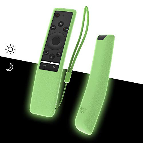 Book Cover SIKAI Silicone Protective Case Cover for Samsung QLED Smart TV Remote BN59 Series Shockproof Washable Anti-Slip for BN59-01241A BN59-01242A BN59-01266A Anti-Lost with Remote Loop (Glow in Dark Green)
