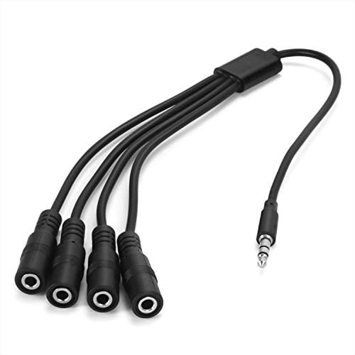 Book Cover 3.5mm Headphone Splitter Cable,ONXE 1/8 Inch AUX Stereo Jack Audio Splitter 1 Male to 2 3 4 Female Adapter Cable for Mp3 Player Mobile Phone Laptop, PC Headphone Speakers(Black)