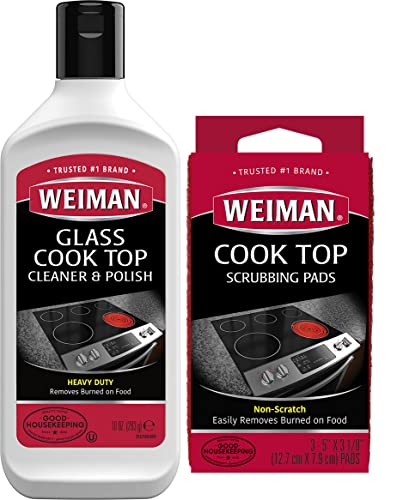Book Cover Weiman Ceramic and Glass Cooktop Cleaner - Heavy Duty Cleaner and Polish (10 Ounce Bottle and 3 Scrubbing Pads)