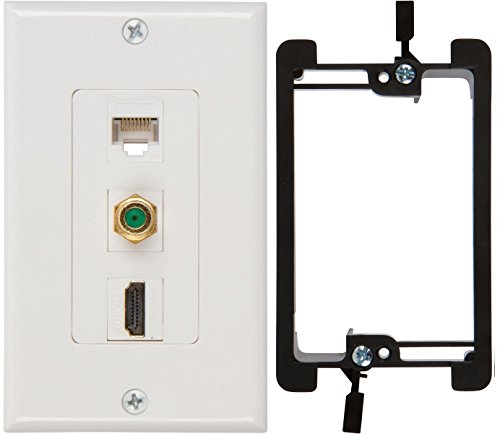 Book Cover Buyer's Point HDMI 3GHz Coax Ethernet Wall Plate [UL Listed] with Single Gang Low Voltage Mounting Bracket Device (White Kit)