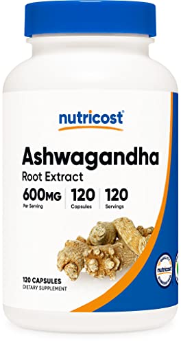 Book Cover Nutricost Ashwagandha Herbal Supplement 600mg, 120 Capsules - Vegetarian, Non-GMO, Gluten Free, Ashwagandha Root