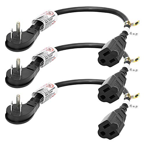Book Cover FIRMERST 1875W Low Profile 1Ft Extension Cord 14 AWG Black UL Listed 3 Pack