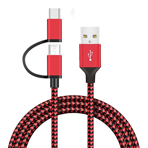 Book Cover Marchpower Android Charger Multiple USB Charge Cable MFi Certified, 2 in 1 2Pack 5FT Micro and Type C for Xiaomi Samsung Sprint Sony Honor Google Nexus Motorola Lenovo and More, Black & Red