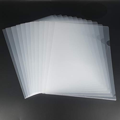 Book Cover Wiekyze L-Type Plastic Folder Safe Project Pockets Transparent Clear Document Folder 12pcs for A4 paperPlastic Paper Jacket Sleeves in Assorted Project Folders