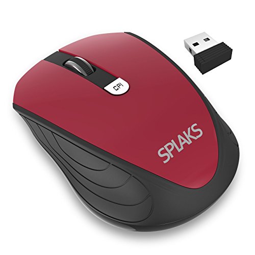 Book Cover Splaks Wireless Optical Computer Mouse, 2.4Ghz Wireless Mice Portable Office Mouse, Left or Right Hand Mouse 3 Adjustable DPI, 4 Buttons with Nano USB Receiver for Computer, Laptop, MacBook