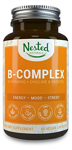 Book Cover All 8 B-Complex Vitamins Plus Choline & Inositol | 60 Vegan Capsules | High Potency Multi B Vitamin with Pure Methyl B12 | Best B-Vitamins Complex Supplement for Men & Women
