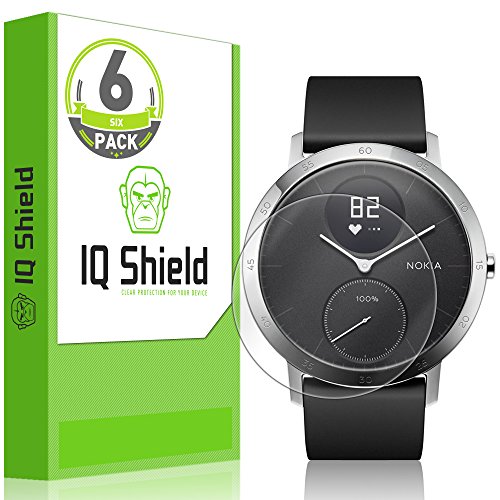 Book Cover IQ Shield Screen Protector Compatible with Nokia Steel HR (40mm)(6-Pack) LiquidSkin Anti-Bubble Clear Film
