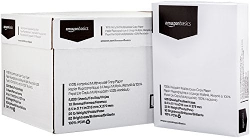 Book Cover AmazonBasics 100% Recycled Multipurpose Copy Printer Paper - 8.5 x 11 Inches, 10 Ream Case (5,000 Sheets)