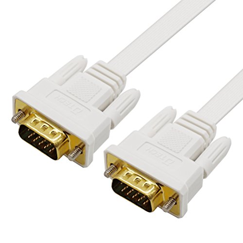 Book Cover DTECH Slim Flexible 10 Feet VGA Monitor Cable Male to Male 1080p High Resolution Cord for PC Computer - White - 3m