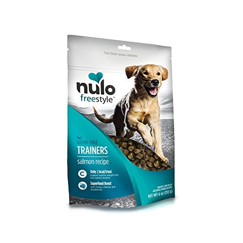 Book Cover Nulo Puppy & Adult Freestyle Trainers Dog Treats: Healthy Gluten Free Low Calorie Grain Free Dog Training Rewards - Salmon Recipe - 4 Oz Bag
