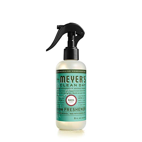 Book Cover Mrs. Meyer's Room and Air Freshener Spray, Non-Aerosol Spray Bottle Infused with Essential Oils, Basil Scent, 8 fl oz