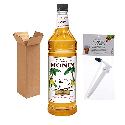 Book Cover Monin - Vanilla Syrup with Monin BPA Free Pump, Boxed, Versatile Flavor, Great for Coffee, Shakes, and Cocktails, Gluten-Free, Non-GMO (1 Liter)