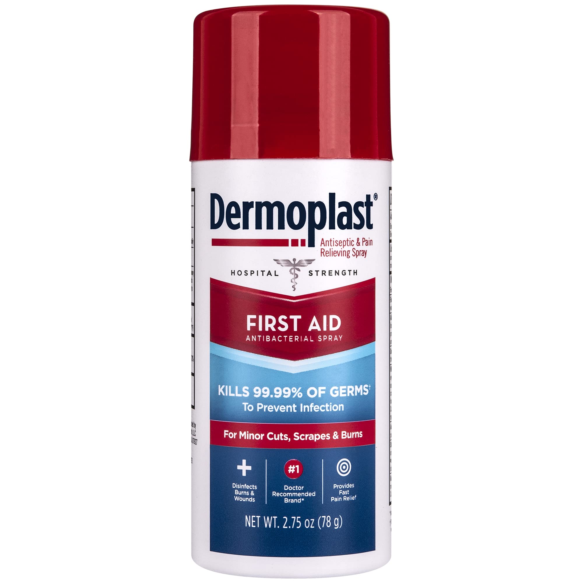 Book Cover Dermoplast First Aid Spray, Analgesic & Antiseptic Spray for Minor Cuts, Scrapes and Burns, 2.75 Ounce (Packaging May Vary)