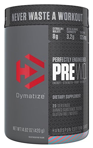 Book Cover Dymatize Pre Workout Supplement Powder, Maximize Energy & Strength, Handspun Cotton Candy, 400 Gram
