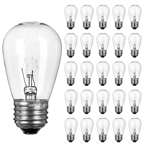 Book Cover Pack of 26pcs S14 Light Bulbs for String Lights -11 Watt E26 Medium Candelabra Screw Base S14 Warm Replacement Clear Glass Bulbs for Commercial Grade Outdoor Patio Garden Vintage String Lights