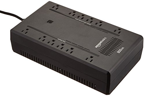 Book Cover AmazonBasics Standby UPS 800VA 450W Surge Protector Battery Backup, 12 Outlets
