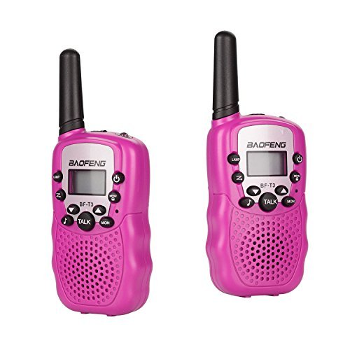 Book Cover BYBOO Baofeng T3 Kids Walkie Talkies Mini Two Way Radios for Boys Girls Children UHF 462-467MHz Frquency 22 Channels - 1 Pair Pink