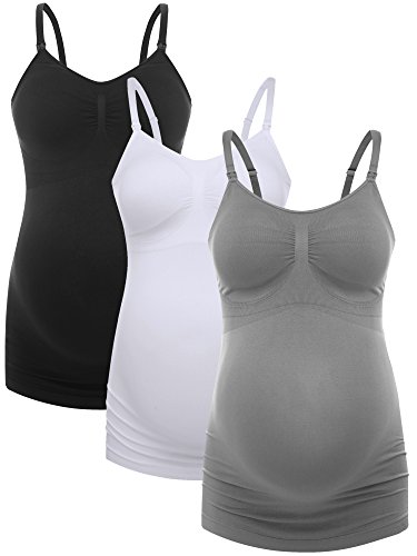 Book Cover HOFISH Ultra Soft Pregnant Seamless Maternity & Nursing Cami Tank Top with Pads