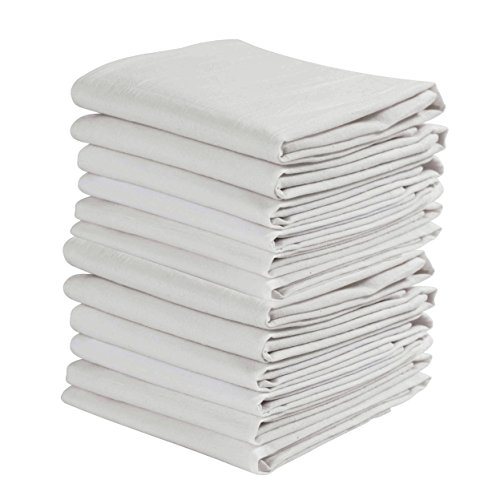 Book Cover KAF Home Set of 12 Flour Sack Kitchen Towels White (20 x 30-Inches)