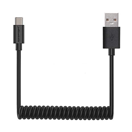 Book Cover [2 Pack] Yellowknife Coiled USB Type C Cable, USB C to USB A 2.0 (3.3ft) Fast Charging Sync Coiled Cord for Type-C Devices(Type C 2 pack black)