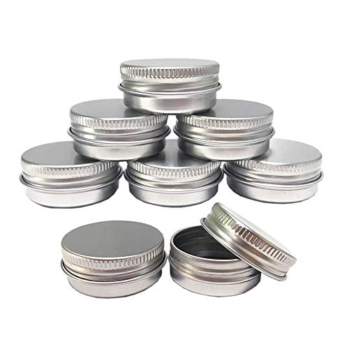Book Cover Aluminum Tin Jars, Cosmetic Sample Metal Tins Empty Container Bulk, Round Pot Screw Cap Lid, Small Ounce for Candle, Lip Balm, Salve, Make Up, Eye Shadow, Powder (12 Pack.5 Oz/15ml)