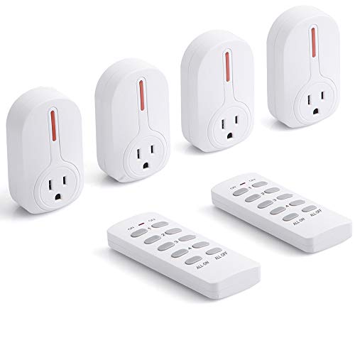 Book Cover BESTTEN Wireless Remote Control Outlet Set (4 Outlets, 2 Remotes) with 110 Feet Range, Home Automation Set, ETL Listed, White