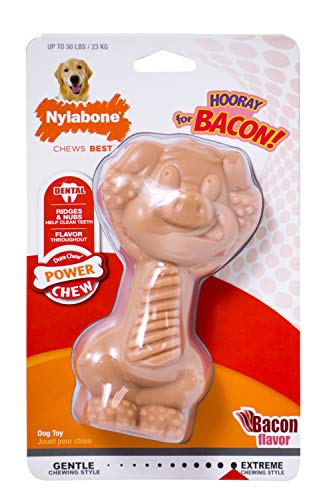 Book Cover Nylabone Power Chew DuraChew Piggy Dog Chew Toy Bacon Large/Giant (1 Count)