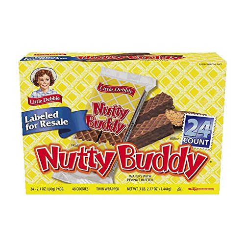 Book Cover Little Debbie Nutty Buddy Chocolate Fudge & Peanut Butter Wafer Bars, 2 Bars per Package - 24 Count Box