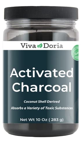 Book Cover Viva Doria Virgin Activated Charcoal Powder, Coconut Shell Derived, Food Grade, 10 Oz