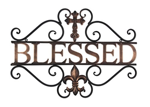 Book Cover Metal Blessed wall decor with cross and fleur de lis