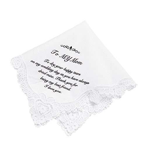 Book Cover Ling's Moment Mother of The Bride Gifts Hankie Wedding Handkerchief for Mom Gift, Birthday Thanksgiving Christmas New Year Gift,100% Cotton for Mother of The Groom Gifts
