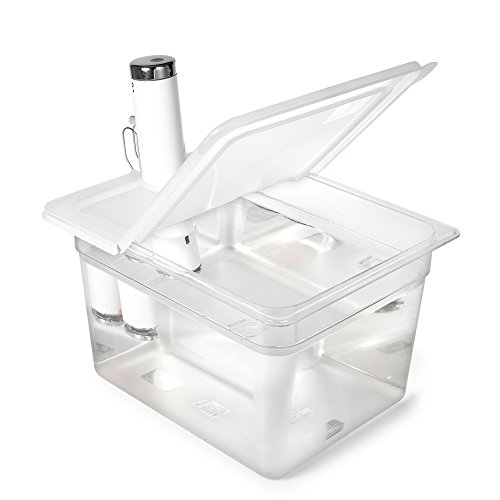 Book Cover EVERIE Collapsible Hinge Sous Vide Container Lid Compatible with ChefSteps Joule Cookers and 12,18,22 Quart Rubbermaid Container (Side Mount)