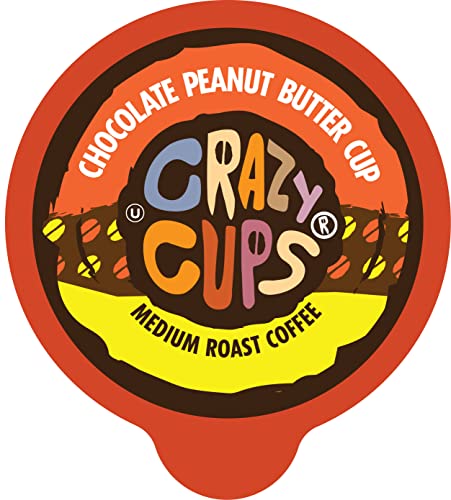 Book Cover Crazy Cups Chocolate Peanut Butter Hot or Iced Coffee Cup, Single Serve for Keurig K-Cups Machines, Medium Roast in Recyclable Pods, 22 Count