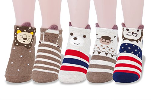 Book Cover LL&Love 100% Cotton, Cute, Funny and Fashionable Casual Women's Low Cut Animal Socks