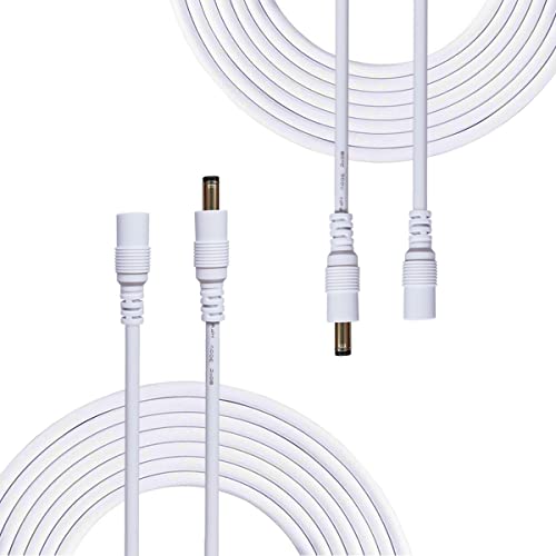 Book Cover Liwinting 2pcs 2m/6.56Feet DC Extension Cable, 12V DC Power Adapter Plug Extension Cord 5.5mm x 2.1mm Male to Female Extension Wire for DC 12V Power Adapter, CCTV Security Camera etc. - White