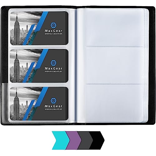 Book Cover MaxGear Business Card Holder, Portable Business Card Organizer Book for Men & Women, 240 Business Cards Book Credit Card Binder Professional Business Card Holders Name Card Holder File Storage, Black