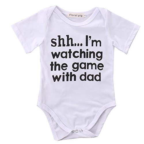 Book Cover Newborn Infant Babys Short Sleeve I'm Watching The Game with Dad Bodysuit Romper Outfits
