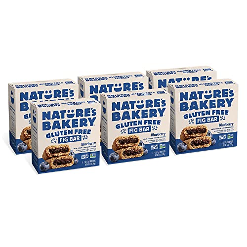 Book Cover Nature’s Bakery Gluten Free Fig Bars, Blueberry, Real Fruit, Vegan, Non-GMO, Snack bar, 6 boxes with 6 twin packs (36 twin packs)
