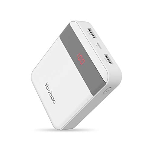 Book Cover Yoobao Power Banks 10000mAh, Battery Pack Dual Input & Output Powerbank with Digital Screen for iPhone, iPad, Samsung, Huawei and More (White)