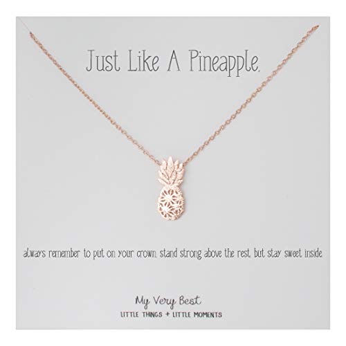 Book Cover My Very Best Dainty Pineapple Necklace Just Like a Pineapple, Always Remember to Put on Your Crown, Stand Strong Above The Rest, but Stay Sweet Inside. (Rose Gold Plated Brass)
