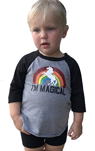 Book Cover I'm Magical Unicorn Toddler, Youth & Kids T-Shirt, Dress, Tank & 3/4 Sleeve Pink or Grey