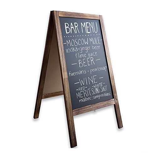 Book Cover Wooden A-Frame Sign with Eraser & Chalk - 40 x 20 Inches Magnetic Sidewalk Chalkboard - Sturdy Freestanding Sandwich Board Menu Display for Restaurant, Business or Wedding