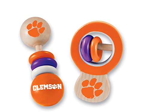 Book Cover BabyFanatic Wood Rattle 2 Pack - NCAA Clemson Tigers - Officially Licensed Baby Toy Set